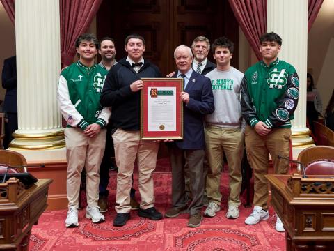 Sen. McNerney honors Saint Mary's High School football state champions
